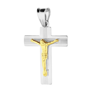 Krzyżyk srebrny z pozłacanym wizerunkiem Pana Jezusa MV GKD033 Z próba 925
