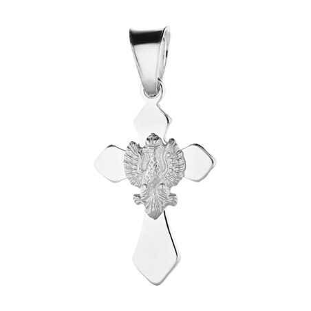 Krzyżyk srebrny Patriotyczny z orłem w koronie próba 925