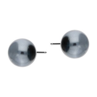 Kolczyki srebrne z grafitową perłą jubilerską 10mm/sztyft NI OPEGR10 próba 925