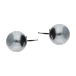 Kolczyki srebrne z grafitową perłą jubilerską 8 mm/sztyft NI OPEGR08 próba 925