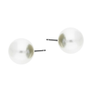 Kolczyki srebrne z białą perłą 8mm/sztyft NI OPEPF08 próba 925