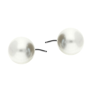 Kolczyki srebrne z białą perłą jubilerską 10 mm/sztyft NI OPEPF10 próba 925