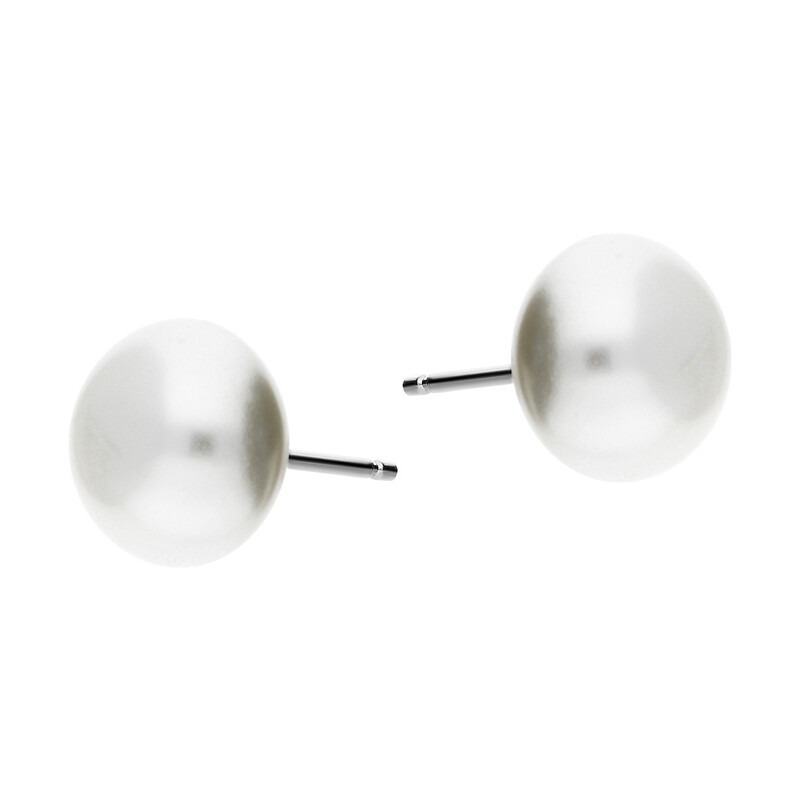 Kolczyki srebrne z jubilerską białą perłą/sztyft NI OPEPP10 próba 925