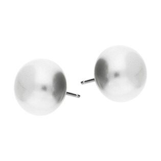 Kolczyki srebrne z białą perłą jubilerską 12 mm/sztyft NI OPEPP12 próba 925
