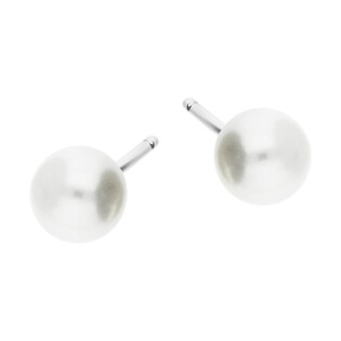 Kolczyki srebrne z białą perłą jubilerską 6 mm/sztyft NI OPEPF06 próba 925