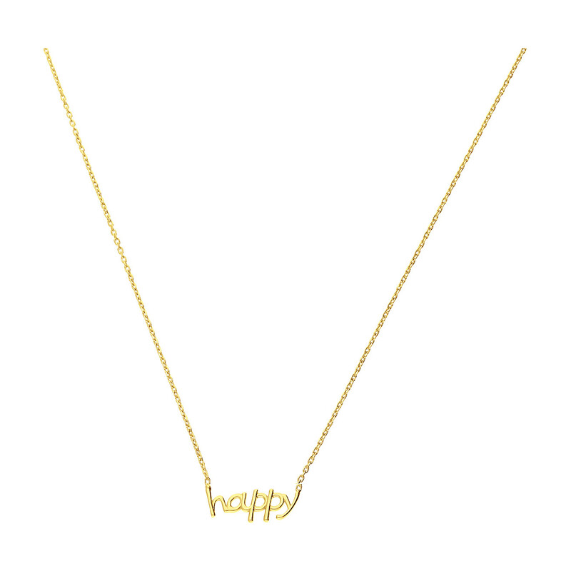 Naszyjnik pozłacany HAPPY napis/anker PW372-1 GOLD próba 925