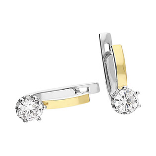 Kolczyki srebrne ze złotą blaszką 375 i cyrkonią