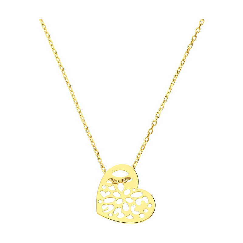 Naszyjnik złoty ażurowe serce bokiem/anker MZ T23-NLZ-59 próba 375