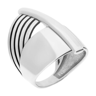 Pierścionek srebrny ażurowe paski i blaszka SZ SG-018-P-S próba 925