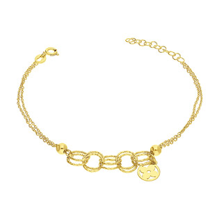Bransoleta pozłacana połączone kółka i koniczyna w kółku TB 16563 GOLD próba 925