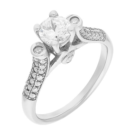 Pierścionek srebrny z cyrkonią w koronie TB 06432 próba 925