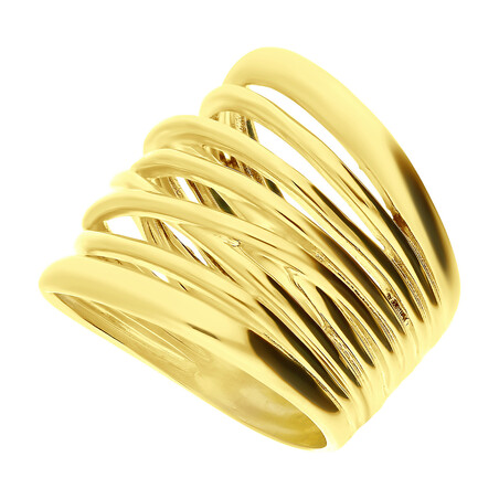 Pierścionek pozłacany z ażurową blaszką  JA690G próba 925