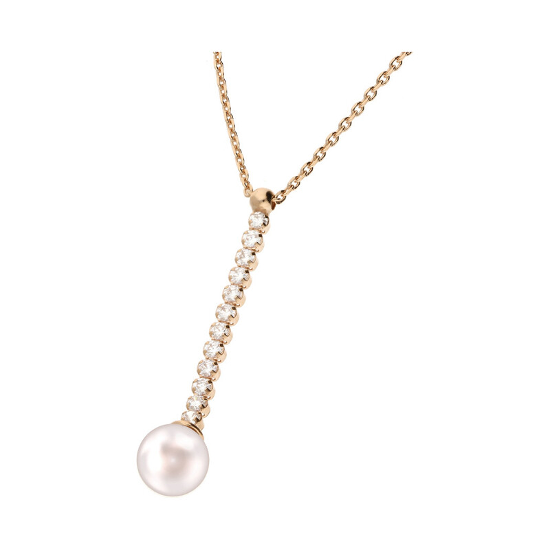 Naszyjnik srebrny rose z perłą jubilerską i cyrkoniami/anker NI GIA11608B ROSE próba 925