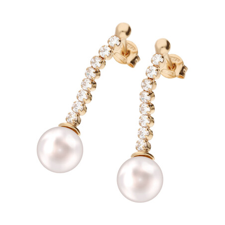 Kolczyki srebrne rose z perłą jubilerską i cyrkoniami/sztyft NI OR9336C ROSE próba 925