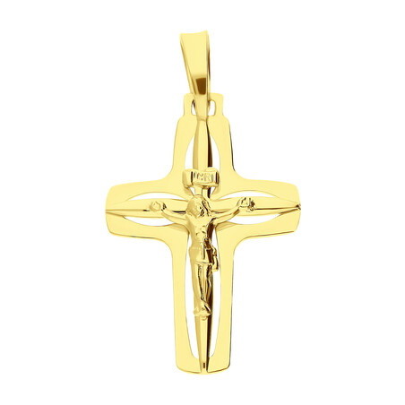 Krzyżyk złoty z wizerunkiem Pana Jezusa ramiona obłe