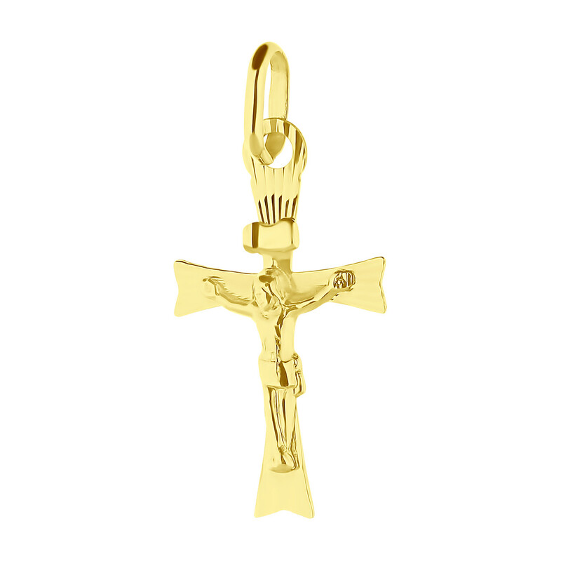 Krzyżyk złoty z wizerunkiem Pana Jezusa i ozdobnymi promieniami  BC C-466 próba 585