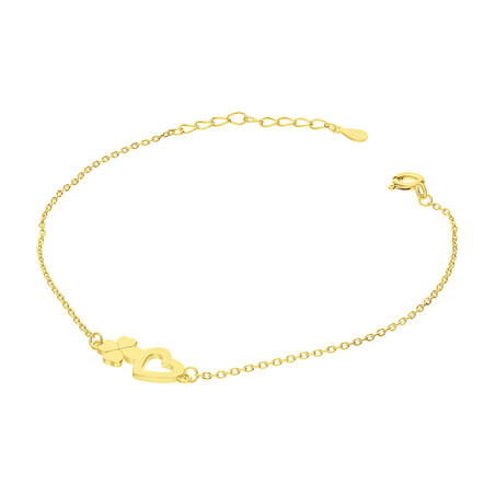 Bransoleta pozłacana serce i koniczynka/anker HS1257 GOLD próba 925