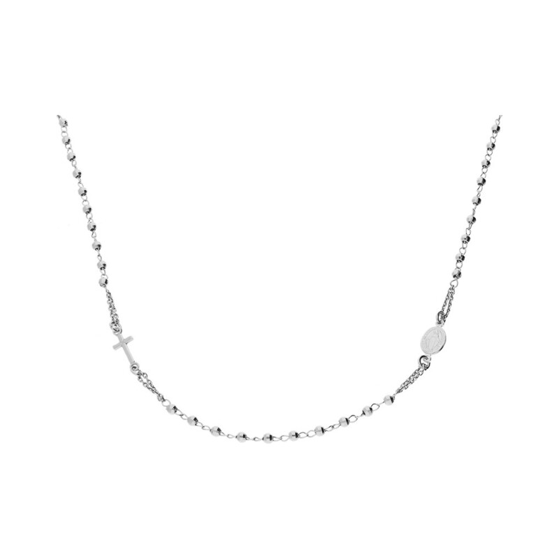 Naszyjnik srebrny różaniec paciorki grawerowane NI ROGDGD03 ROD próba 925