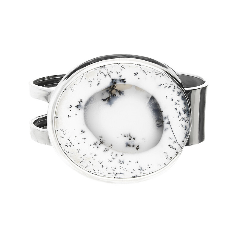 Bransoleta srebrna agat dendrytowy Turcja GX MINERALS GX-agden-21 bangle próba 925