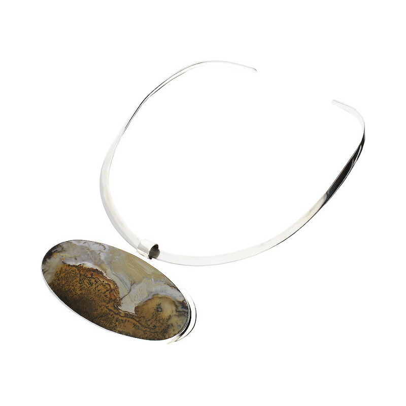 Naszyjnik srebrny jaspis krajobrazowy Rosja GX MINERALIS GX-jas-34 próba 925