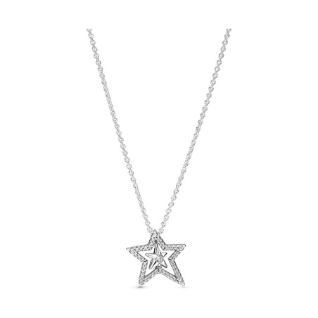 Naszyjnik z asymetrycznymi gwiazdami pavé Pandora PE 390020C01 próba 925