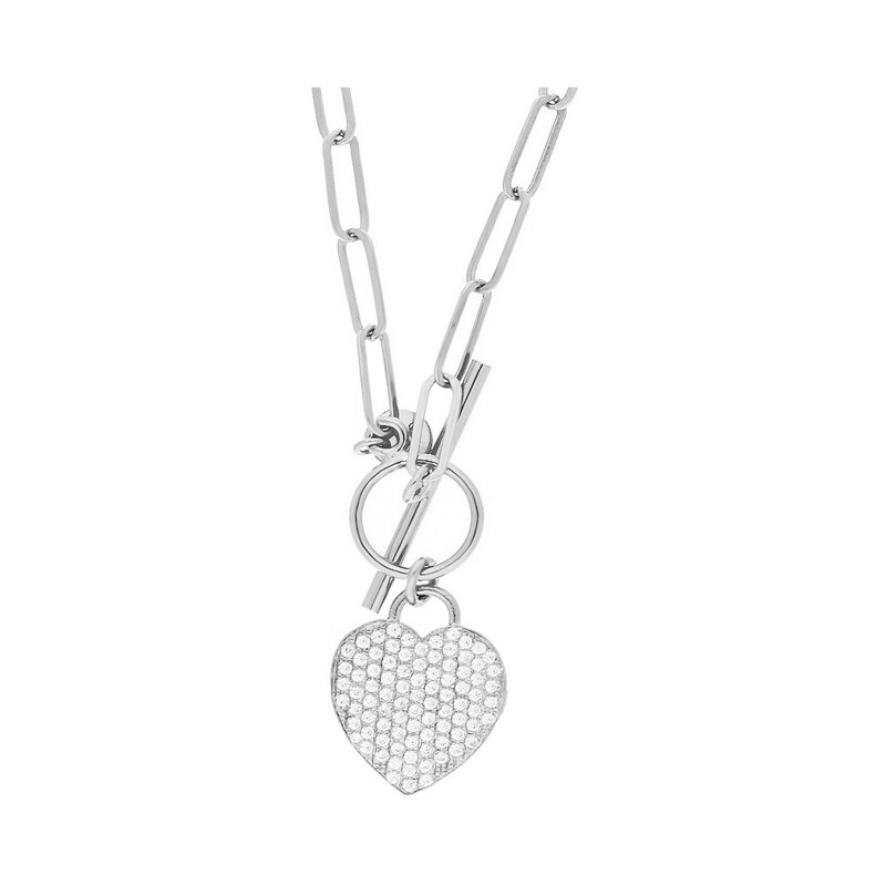 Bransoleta srebrna CHARMING serce z cyrkoniami/anker long PW348 ROD próba 925
