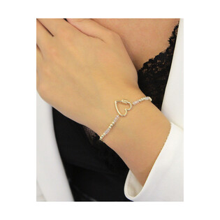 Bransoleta pozłacana serce i kulki/long anker PW351 GOLD próba 925