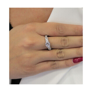 Pierścionek srebrny cyrkonie w koronie TB 12204 próba 925