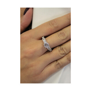 Pierścionek srebrny cyrkonie w koronie TB 12204 próba 925