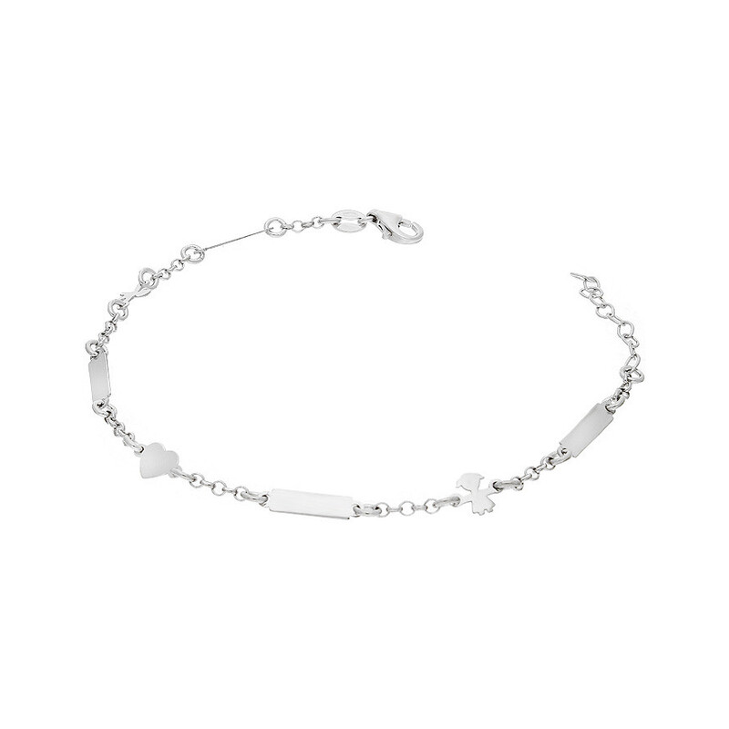 Bransoleta srebrna blaszki, serce, chłopiec i dziewczynka NI BRN28103 ROD próba 925