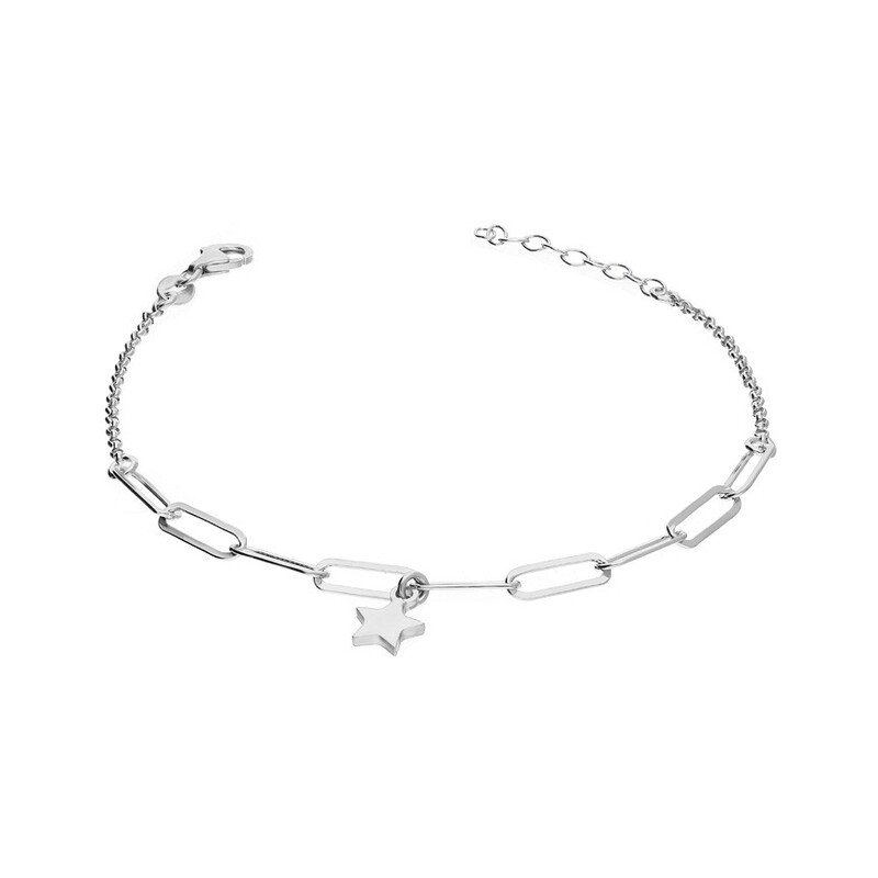 Bransoleta srebrna z gwiazdką/anker long+rolo NI BRN30471 ROD próba 925