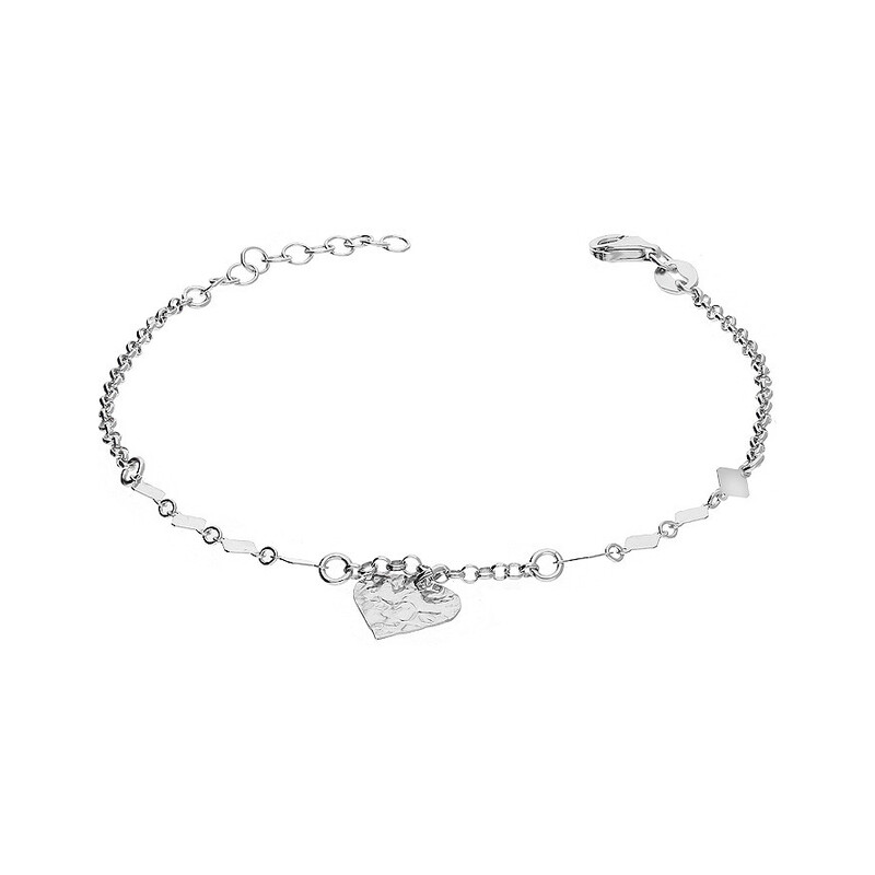 Bransoleta srebrna serce mięte i romby/rolo NI BRN30794 ROD próba 925