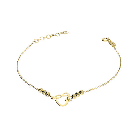 Bransoleta pozłacana serce z infinity i grawerowane kulki/anker NI BRN30904 GOLD próba 925