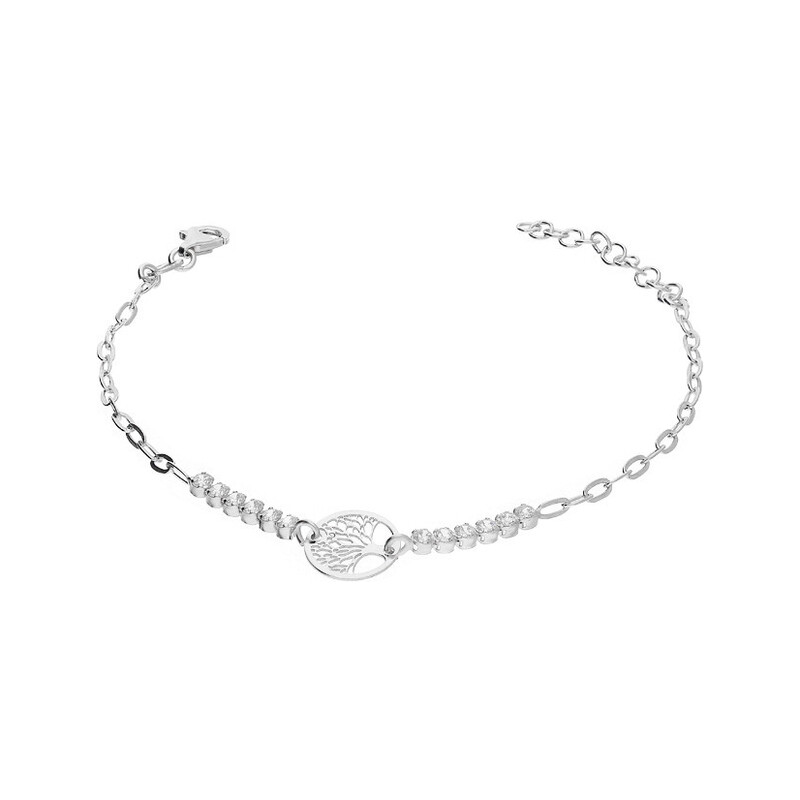 Bransoleta srebrna drzewko szczęścia i cyrkonie/anker NI BRN32358 ROD próba 925