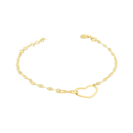 Bransoleta pozłacana klanówka serce i infinity/blaszki  NI XBR08962 GOLD próba 925