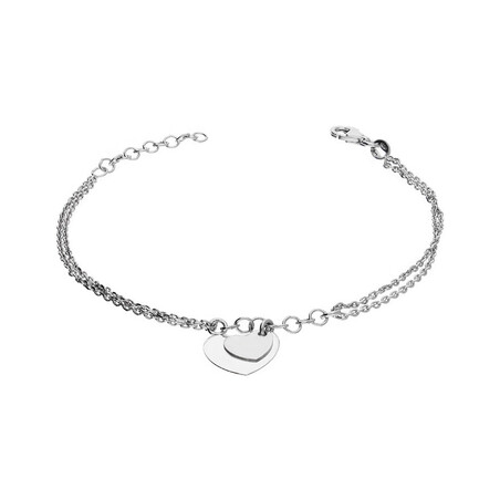 Bransoleta srebrna podwójna z wiszącymi sercami/anker NI XBR08459-1 ROD próba 925