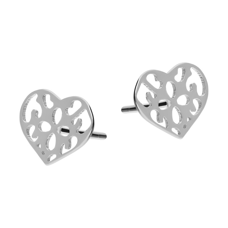 Kolczyki srebrne ażurowe serce ornament/sztyft A0573 próba 925