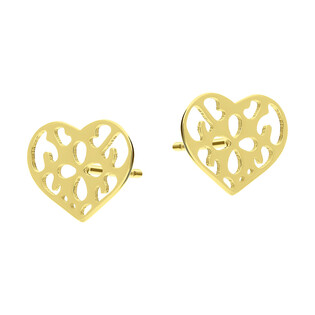Kolczyki pozłacane ażurowe serce/sztyft A0573 GOLD próba 925