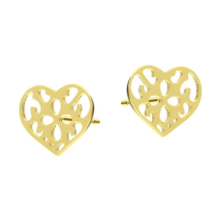 Kolczyki pozłacane ażurowe serce/sztyft A0573 GOLD próba 925