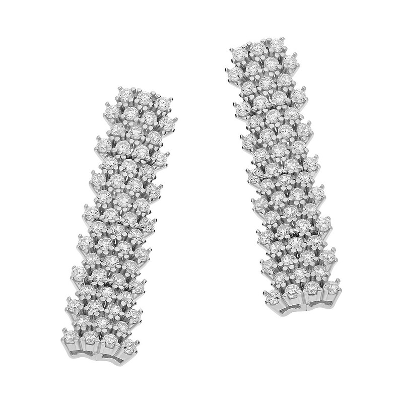 Kolczyki srebrne paski białych cyrkonii/sztyft A0713 próba 925