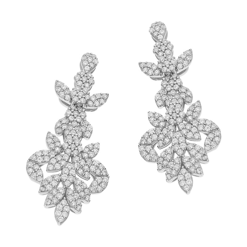 Kolczyki srebrne łezki i kwiaty z cyrkoniami/sztyft A0714 próba 925