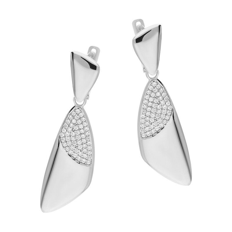 Kolczyki srebrne trójkąt obły z cyrkoniami/ang.zap. A0726 próba 925