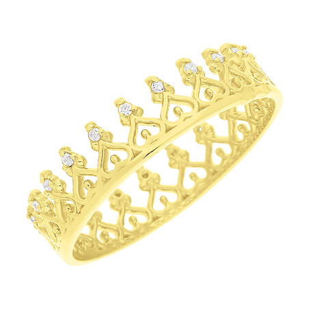 Pierścionek złoty korona z serc z cyrkoniami BC80 próba 585