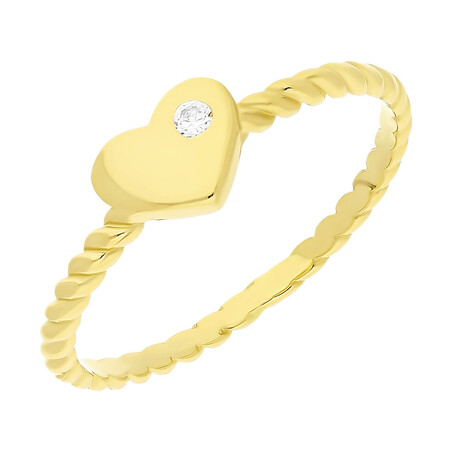Pierścionek złoty serce z cyrkonią/szyna sznur BC81 próba 585