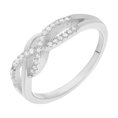 Pierścionek srebrny przeplatanka z cyrkoniami HS078-1 próba 925