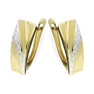 Kolczyki złote blaszki z grawerowanymi paskami/ang.zap. AR XXDCNSE205452-1-YW próba 375