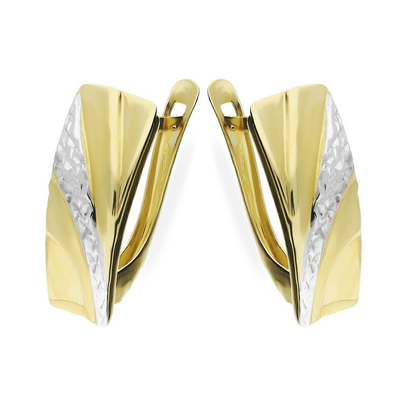 Kolczyki złote blaszki z grawerowanymi paskami/ang.zap. AR XXDCNSE205452-1-YW próba 375