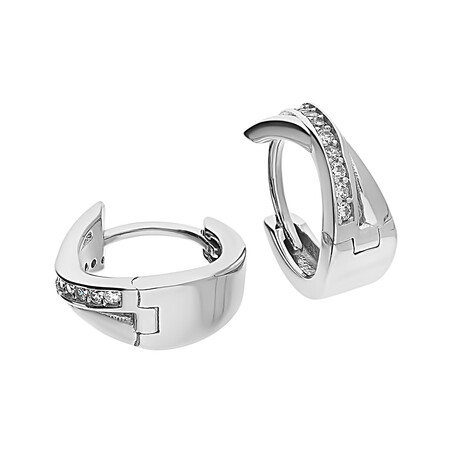 Kolczyki srebrne blaszki kółka z cyrkoniami X OL OKP440 próba 925