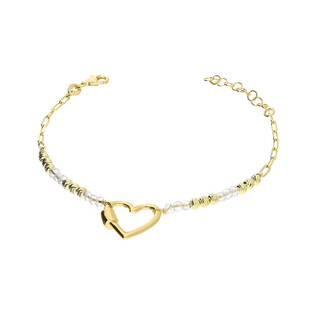 Bransoleta pozłacana serce i kulki/long anker PW351 GOLD próba 925