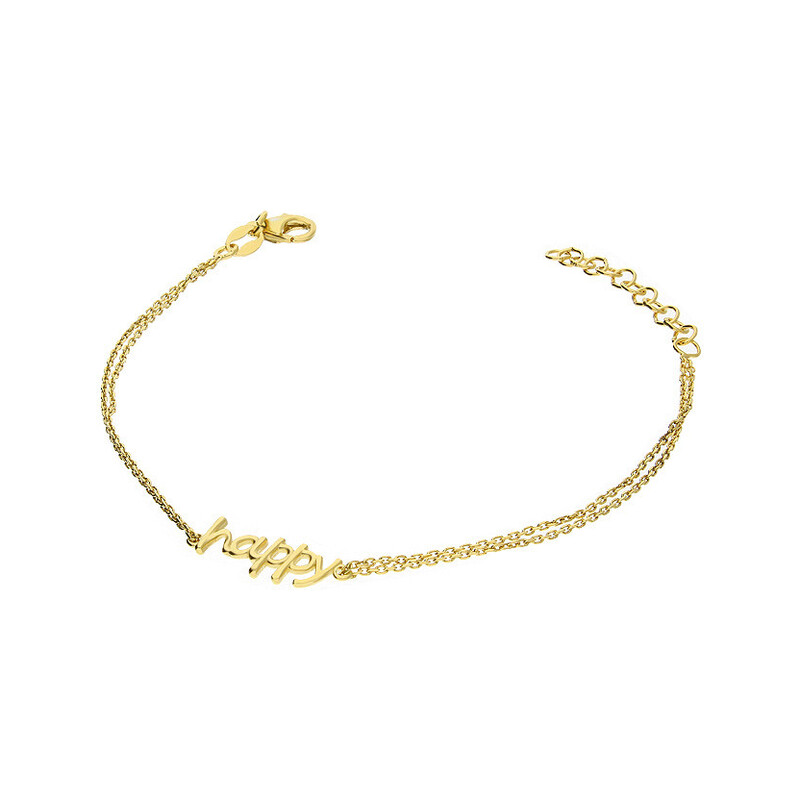 Bransoleta pozłacana z napisem HAPPY/x2 anker PW372-1 GOLD próba 925